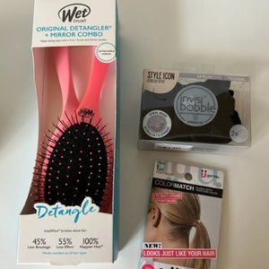 Wet Brush Detangler + Mirror Combo, Invisbobble Sprunchie Original - BRAND NEW